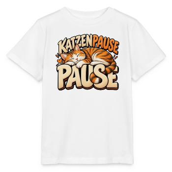 Katzenpause ist gut! Geschenkidee für Katzenfans - Stanley/Stella Kinder T-Shirt MINI CREATOR  - Weiß - Vorne - Maike (125cm)