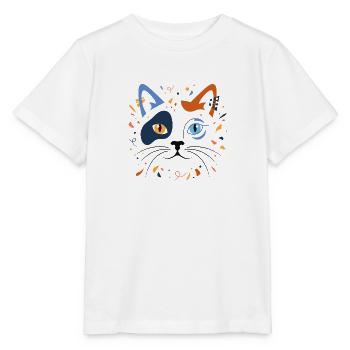Katze Abstrakt Kunst Modern Katzenliebe T-Shirt - Stanley/Stella Kinder T-Shirt MINI CREATOR  - Weiß - Vorne - Maike (125cm)
