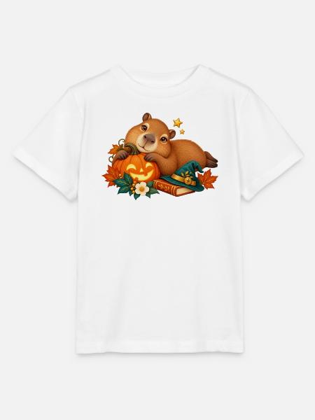Capybara Halloween Kürbis Verspielter Stil - Stanley/Stella Kinder T-Shirt MINI CREATOR - Weiß