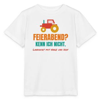 Feierabend? Kenn ich nicht. – Landwirt Spruch - Stanley/Stella Kinder T-Shirt MINI CREATOR  - Weiß - Vorne - Maike (125cm)