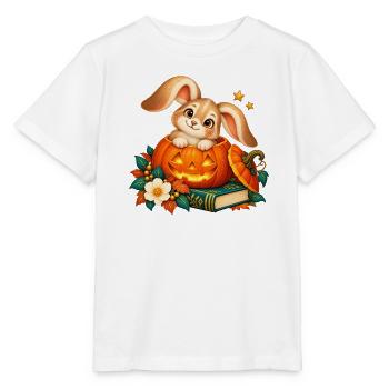 Festliches Kaninchen zwischen Kürbis und Buch - Stanley/Stella Kinder T-Shirt MINI CREATOR  - Weiß - Vorne - Maike (125cm)