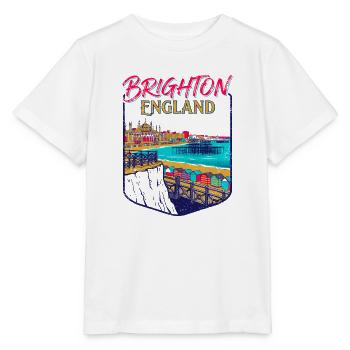 City Vintage Brighton England Coastal Skyline - Stanley/Stella Kinder T-Shirt MINI CREATOR  - Weiß - Vorne - Maike (125cm)