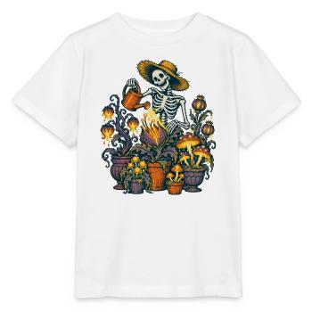Das Skelett gießt seine Giftpflanzen - Stanley/Stella Kinder T-Shirt MINI CREATOR  - Weiß - Vorne - Maike (125cm)