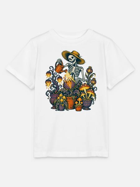 Das Skelett gießt seine Giftpflanzen - Stanley/Stella Kinder T-Shirt MINI CREATOR - Weiß