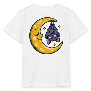 Die Mondsichel mit der schlafenden Fledermaus - Stanley/Stella Kinder T-Shirt MINI CREATOR  - Weiß - Vorne - Maike (125cm)