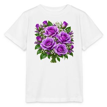 Lavendelrosen-Straußdruck - Stanley/Stella Kinder T-Shirt MINI CREATOR  - Weiß - Vorne - Maike (125cm)