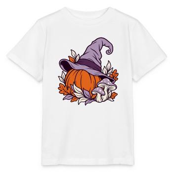 Herbstlicher Kürbis mit Hexenhut - Stanley/Stella Kinder T-Shirt MINI CREATOR  - Weiß - Vorne - Maike (125cm)