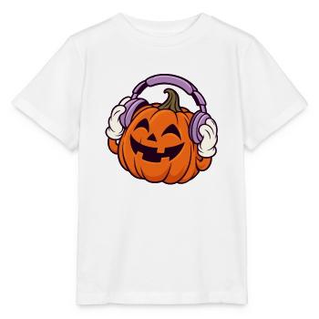 Kopfhörer-Kürbis Halloween-Design - Stanley/Stella Kinder T-Shirt MINI CREATOR  - Weiß - Vorne - Maike (125cm)