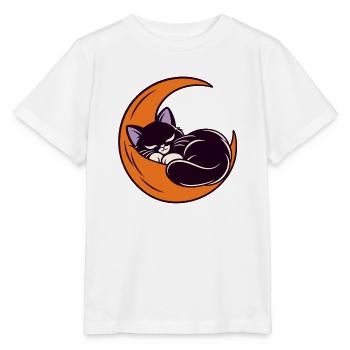 Mondschlaf Katze auf der Sichel - Stanley/Stella Kinder T-Shirt MINI CREATOR  - Weiß - Vorne - Maike (125cm)