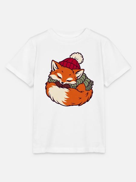 Schlafender Fuchs im Schal - Stanley/Stella Kinder T-Shirt MINI CREATOR - Weiß