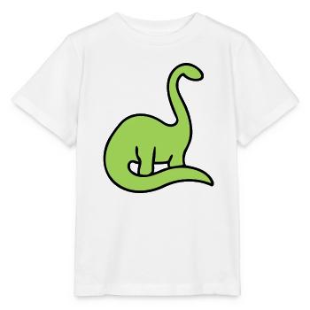 Lime Dino Silhouette auf Schwarz - Stanley/Stella Kinder T-Shirt MINI CREATOR  - Weiß - Vorne - Maike (125cm)