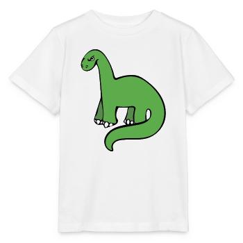 Smaragdgrüner Dino auf Schwarz - Stanley/Stella Kinder T-Shirt MINI CREATOR  - Weiß - Vorne - Maike (125cm)