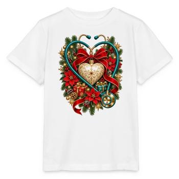 Weihnachts-Krankenschwester-Stethoskop-Herz - Stanley/Stella Kinder T-Shirt MINI CREATOR  - Weiß - Vorne - Maike (125cm)