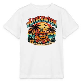 Alohaween Tropical Halloween – Lustiger Kürbis - Stanley/Stella Kinder T-Shirt MINI CREATOR  - Weiß - Vorne - Maike (125cm)