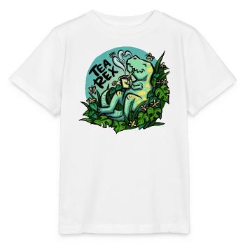 Tea Rex - Türkis -  (NO AI / Ohne KI) - Stanley/Stella Kinder T-Shirt MINI CREATOR  - Weiß - Vorne - Maike (125cm)