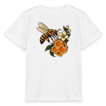 Honigbienen- und Wabenblüte - Stanley/Stella Kinder T-Shirt MINI CREATOR  - Weiß - Vorne - Maike (125cm)