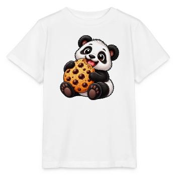 Süßer Panda mit Keksen Cartoon Motiv - Stanley/Stella Kinder T-Shirt MINI CREATOR  - Weiß - Vorne - Maike (125cm)