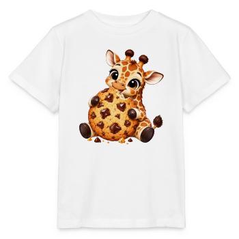 Süße Cartoon Giraffe mit Keks Naschen - Stanley/Stella Kinder T-Shirt MINI CREATOR  - Weiß - Vorne - Maike (125cm)