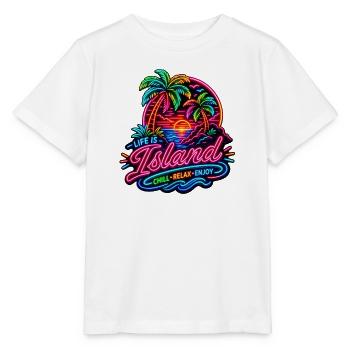 Neon Insel Sunset Relax - Stanley/Stella Kinder T-Shirt MINI CREATOR  - Weiß - Vorne - Maike (125cm)