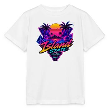 Insel Neon Retro Sunset - Stanley/Stella Kinder T-Shirt MINI CREATOR  - Weiß - Vorne - Maike (125cm)
