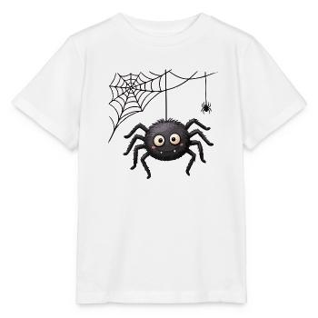Spinne im Netz Halloween-Anhänger - Stanley/Stella Kinder T-Shirt MINI CREATOR  - Weiß - Vorne - Maike (125cm)