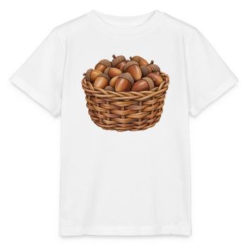 Weidenkorb gefüllt mit Eicheneicheln - Stanley/Stella Kinder T-Shirt MINI CREATOR  - Weiß - Vorne - Maike (125cm)