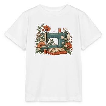Nähmaschine mit Blumen - Vintage Nähen - Stanley/Stella Kinder T-Shirt MINI CREATOR  - Weiß - Vorne - Maike (125cm)