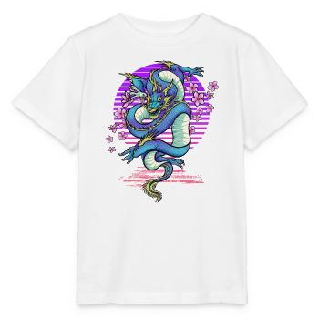 Drache Kirschblüten Fantasy - Stanley/Stella Kinder T-Shirt MINI CREATOR  - Weiß - Vorne - Maike (125cm)