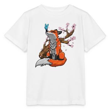 Fuchs Kirschblüten - Stanley/Stella Kinder T-Shirt MINI CREATOR  - Weiß - Vorne - Maike (125cm)