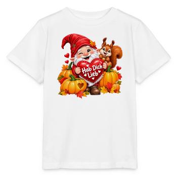 Herbstgnom Hab Dich Lieb - Stanley/Stella Kinder T-Shirt MINI CREATOR  - Weiß - Vorne - Maike (125cm)