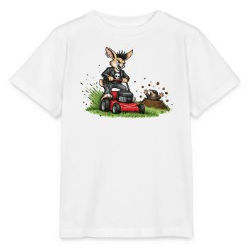 Hase auf Rasenmäher – witziges Waldduo - Stanley/Stella Kinder T-Shirt MINI CREATOR  - Weiß - Vorne - Maike (125cm)