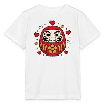 Daruma Puppe Herzen Japan Glücksbringer Shirt - Stanley/Stella Kinder T-Shirt MINI CREATOR  - Weiß - Vorne - Maike (125cm)