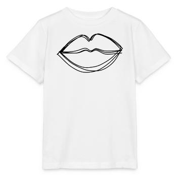 Kussmund handgezeichnet - Stanley/Stella Kinder T-Shirt MINI CREATOR  - Weiß - Vorne - Maike (125cm)