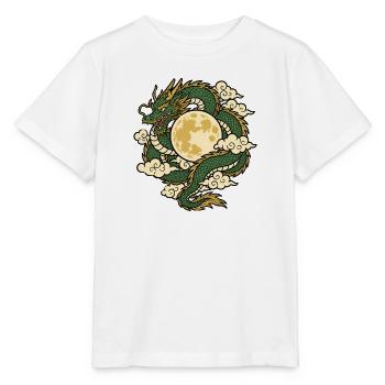 Drache Vollmond Wolken Asien Mythologie Shirt - Stanley/Stella Kinder T-Shirt MINI CREATOR  - Weiß - Vorne - Maike (125cm)