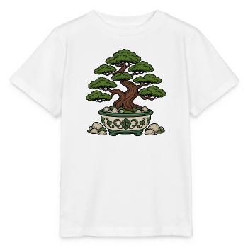 Bonsai Baum Schale Steine Zen Natur Vektor Shirt - Stanley/Stella Kinder T-Shirt MINI CREATOR  - Weiß - Vorne - Maike (125cm)