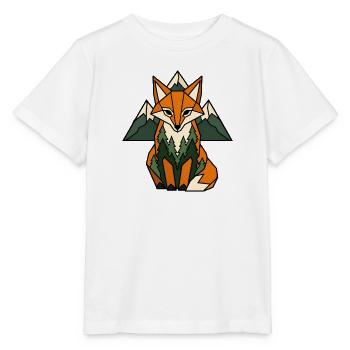 Fuchs Berge Tannen Geometrisch Natur Vektor Shirt - Stanley/Stella Kinder T-Shirt MINI CREATOR  - Weiß - Vorne - Maike (125cm)