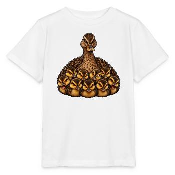Weibliche Stockente und Küken - Stanley/Stella Kinder T-Shirt MINI CREATOR  - Weiß - Vorne - Maike (125cm)
