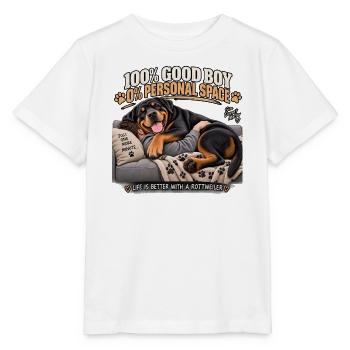 Rottweiler Cozy auf Sofa - Stanley/Stella Kinder T-Shirt MINI CREATOR  - Weiß - Vorne - Maike (125cm)