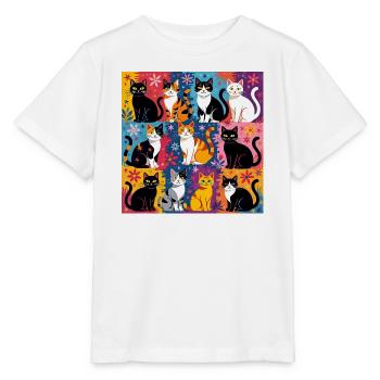 Katzenkunst "Bunt und Floral" - Stanley/Stella Kinder T-Shirt MINI CREATOR  - Weiß - Vorne - Maike (125cm)