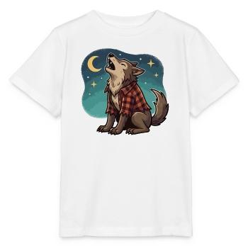 Werwolf im karierten Hemd - Stanley/Stella Kinder T-Shirt MINI CREATOR  - Weiß - Vorne - Maike (125cm)