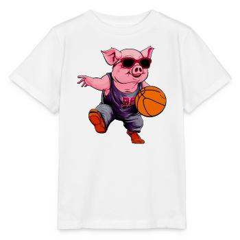 Basketball Schwein - Stanley/Stella Kinder T-Shirt MINI CREATOR  - Weiß - Vorne - Maike (125cm)