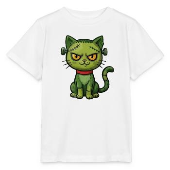 Grüne Zombie-Katze - Stanley/Stella Kinder T-Shirt MINI CREATOR  - Weiß - Vorne - Maike (125cm)