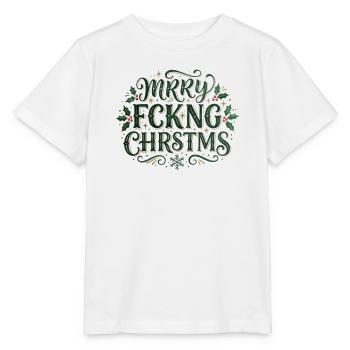 Merry Chrstms – frecher Weihnachtsspruch - Stanley/Stella Kinder T-Shirt MINI CREATOR  - Weiß - Vorne - Maike (125cm)