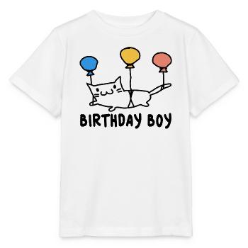 Runder Geburtstag Geschenk Katze mit Ballons - Stanley/Stella Kinder T-Shirt MINI CREATOR  - Weiß - Vorne - Maike (125cm)
