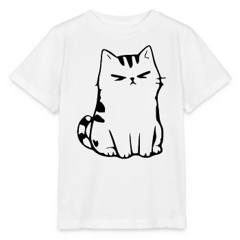 Lustige Katze Minimalistisches Katzen Geschenk  - Stanley/Stella Kinder T-Shirt MINI CREATOR  - Weiß - Vorne - Maike (125cm)