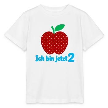 Ich bin jetzt 2 mit Apfelmotiv - Stanley/Stella Kinder T-Shirt MINI CREATOR  - Weiß - Vorne - Maike (125cm)