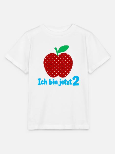 Ich bin jetzt 2 mit Apfelmotiv - Stanley/Stella Kinder T-Shirt MINI CREATOR - Weiß