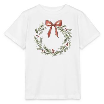 Sanfte rosa Schleife Weihnachtskranz - Stanley/Stella Kinder T-Shirt MINI CREATOR  - Weiß - Vorne - Maike (125cm)