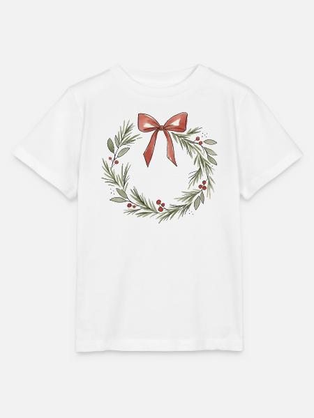 Sanfte rosa Schleife Weihnachtskranz - Stanley/Stella Kinder T-Shirt MINI CREATOR - Weiß