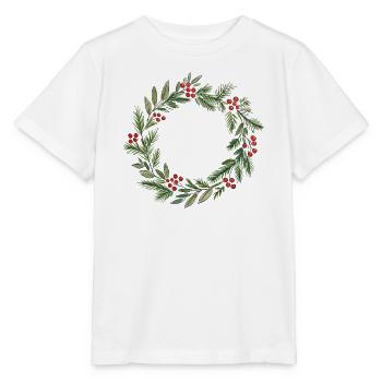 Minimalistisches Weihnachtskranz-Aquarell - Stanley/Stella Kinder T-Shirt MINI CREATOR  - Weiß - Vorne - Maike (125cm)